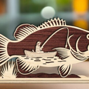 Fishing Scene Wooden Art