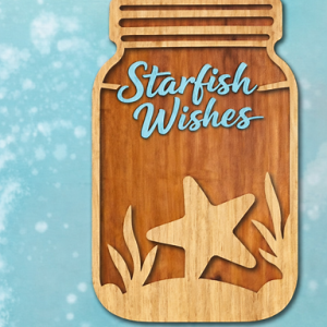Starfish Wishes – Coastal Jar Wood Art