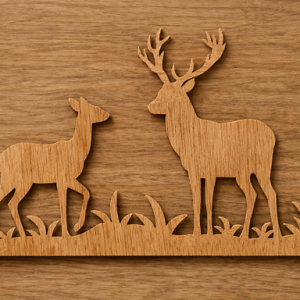 Woodland Deer Silhouette – Natural Light Oak