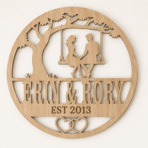 Personalized Couple Swing Plaque – Oak Finish
