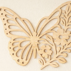 Handcrafted Wooden Butterfly and Floral Wall Décor 18 inch