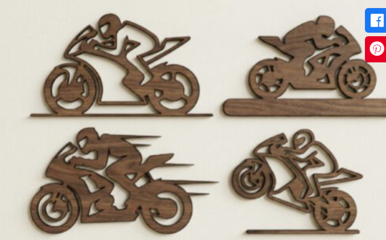 18-Inch Wooden Motorcycle Wall Décor – Choice of Four Designs