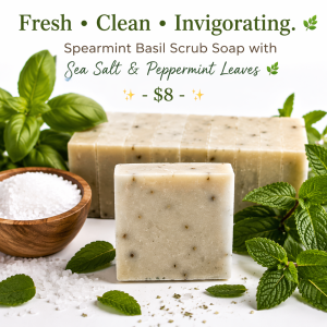 Spearmint Basil Scrub Soap Bar - Sea Salt & Peppermint